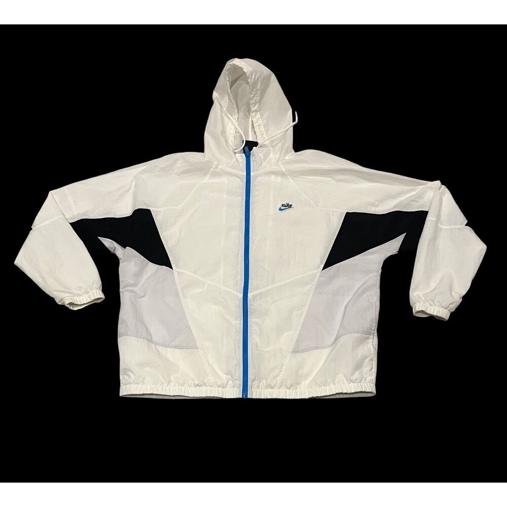 Nike Sportswear Heritage Windrunner Jacket Black & White Blue Zipper Sz L NWOT